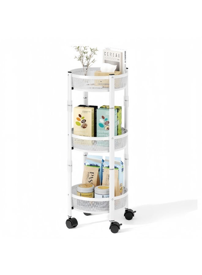 BLOOMING TIME 3 Tier Foldable Utility Rolling Cart with 360° Lockable Wheels,Collapsible Metal Storage Organizer Trolley for Kitchen, Bathroom, Office & Home, No Assembly Needed - Image 1